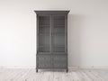 Vitrine Holz 110 x 45 x 190 cm - Dunkelgrau - 2 Glastüren mit 4 Schubladen