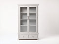 Vitrine aus Holzwerkstoff und Glas 100 x 42 x 190 cm - Weiß - Klassisches Design mit 2 Glastüren und 2 Schubladen