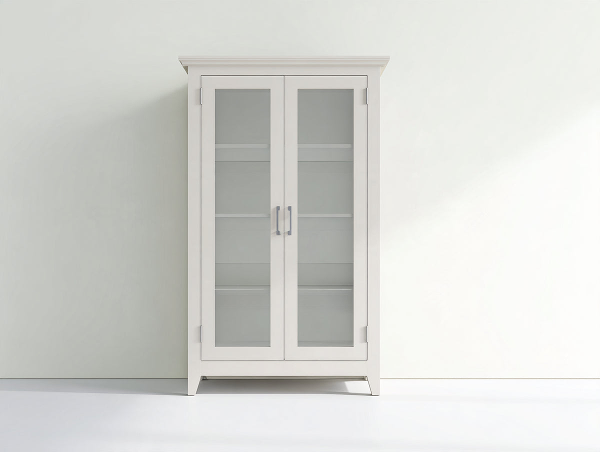 Vitrine 90 x 40 x 180 cm - Weiß - klassische Standvitrine mit 2 Glastüren und klarer Linienführung