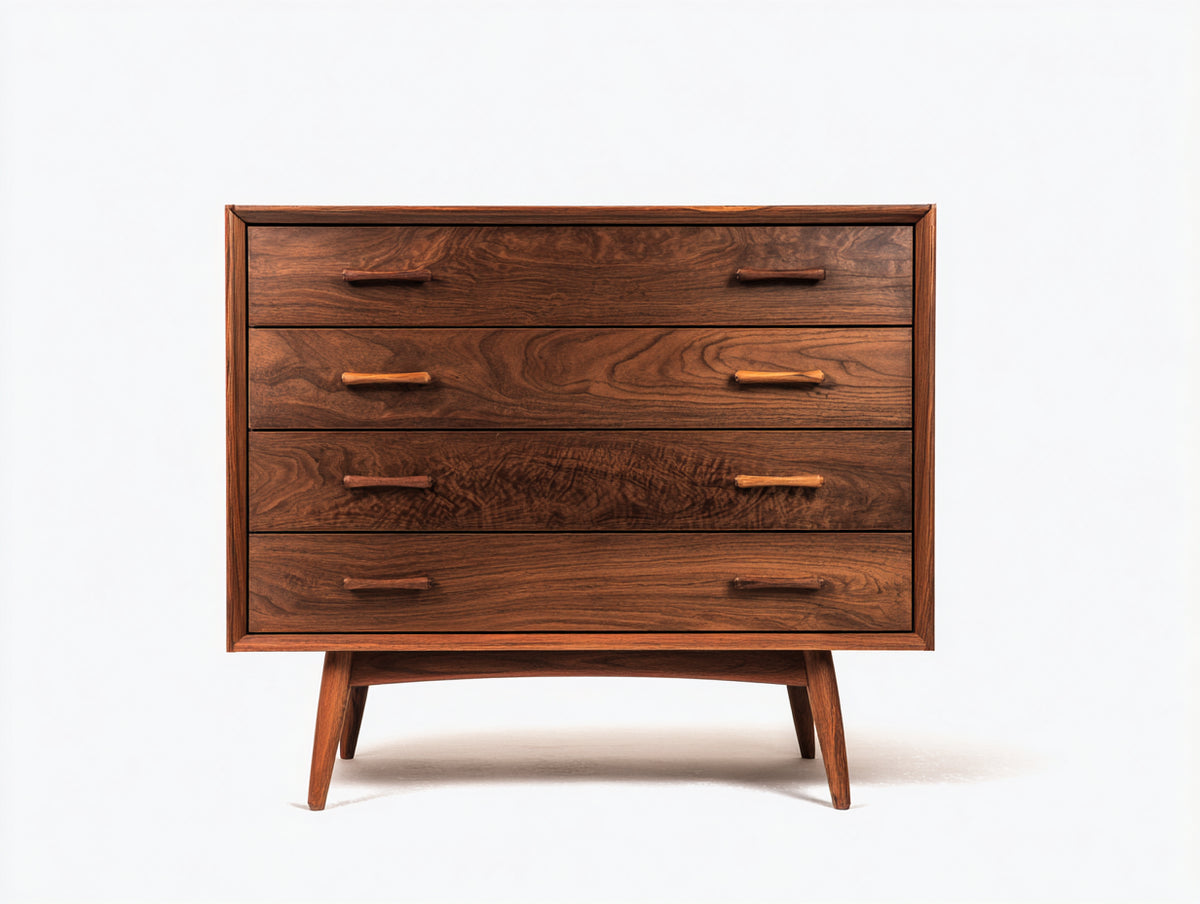 Kommode mit Schubladen 100 x 45 x 90 cm - Holz Braun - 4 Schubladen - Retro Design