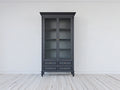 Vitrine 105x45x190 cm - Dunkelblau - 2 Glastüren und 4 Schubladen - klassische Vitrine für Wohnzimmer und Esszimmer