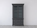 Vitrine 105 x 45 x 190 cm - Dunkelgrau - klassische Standvitrine mit 2 Glastüren und 3 Schubladen