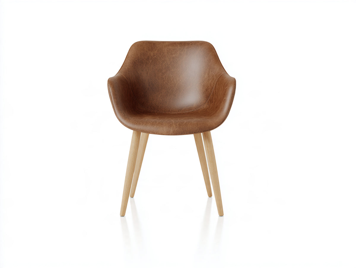 Esszimmerstuhl Kunstlederpolsterung 56x55x82 cm - Braun-Naturholz - Modernes Schalendesign für Esszimmer