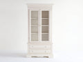 Vitrine Holzwerkstoff und Glas 90x42x190 cm - Cremeweiß - Klassisches Design mit 2 Glastüren und 2 Schubladen für Wohnzimmer