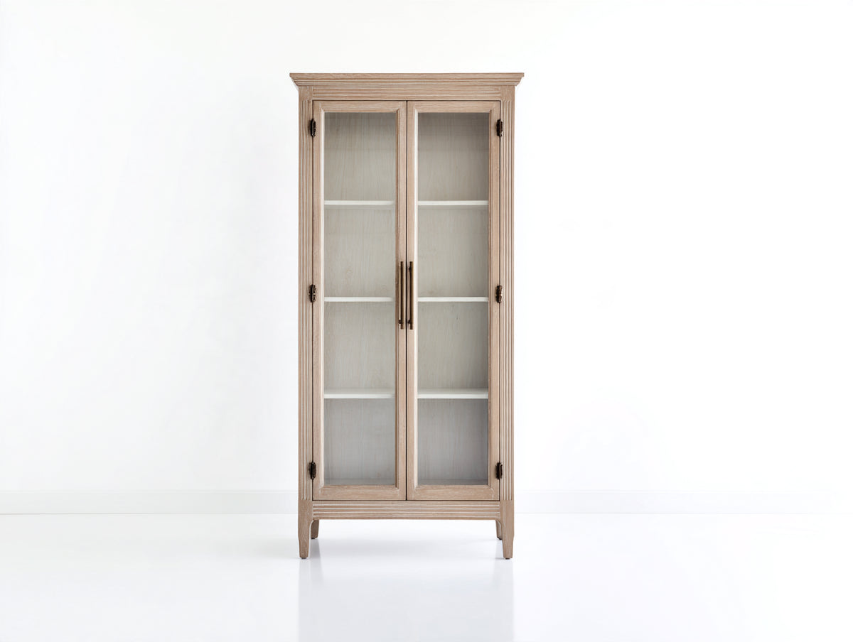 Vitrine Holz 90 x 40 x 180 cm - Natur - 2 Glastüren mit klassischem Design