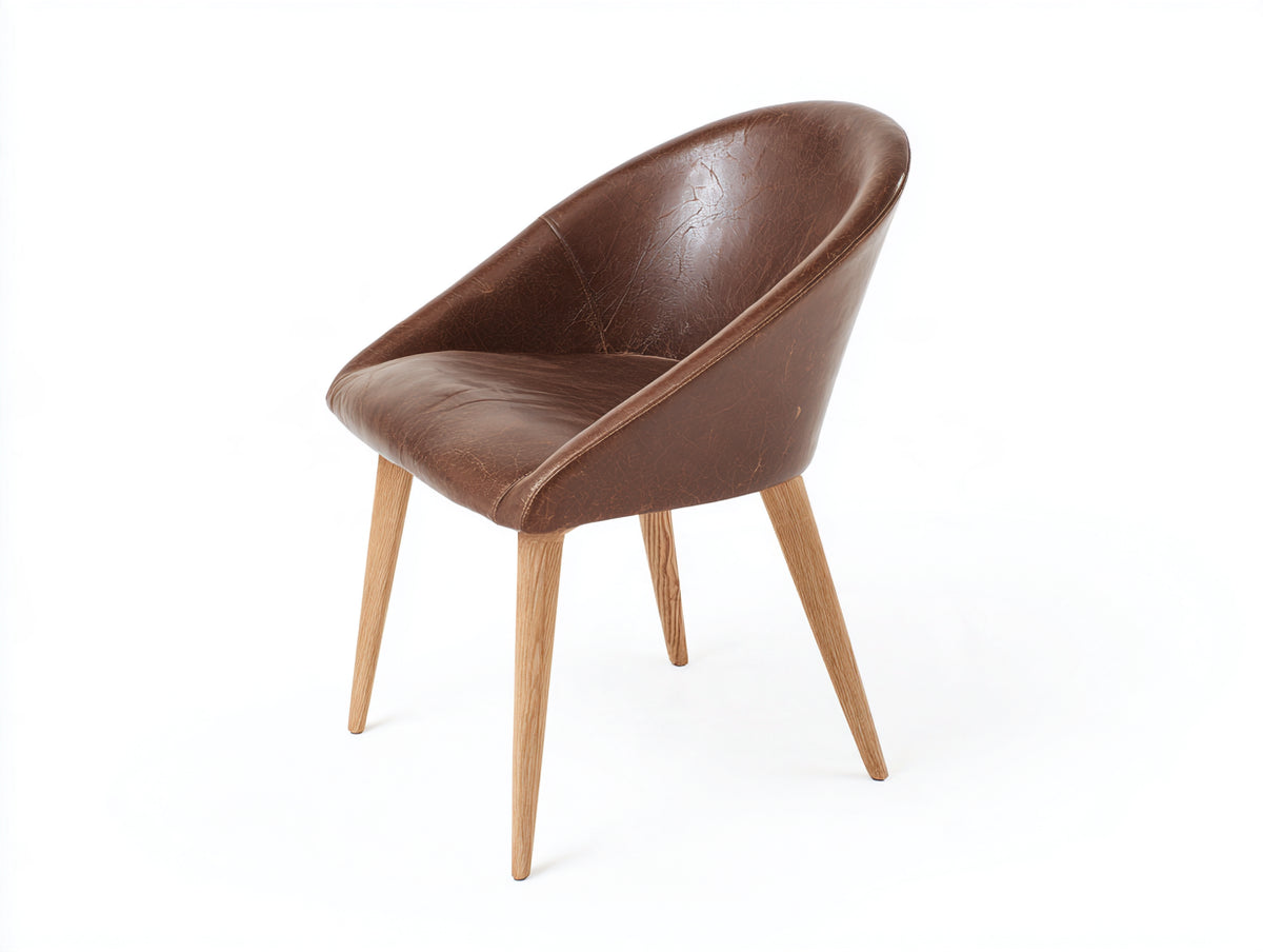 Esszimmerstuhl Kunstlederpolsterung 58x56x84 cm - Braun-Naturholz - Modernes Schalendesign für Esszimmer