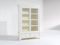 Vitrine 100 x 42 x 185 cm - Weiß - klassische Standvitrine mit 2 Glastüren und 2 Schubladen