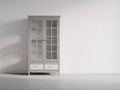 Vitrine Holzwerkstoff und Glas 90x42x185 cm - Weiß-Gold - Klassisches Design mit 2 Glastüren und 2 Schubladen für Wohnzimmer