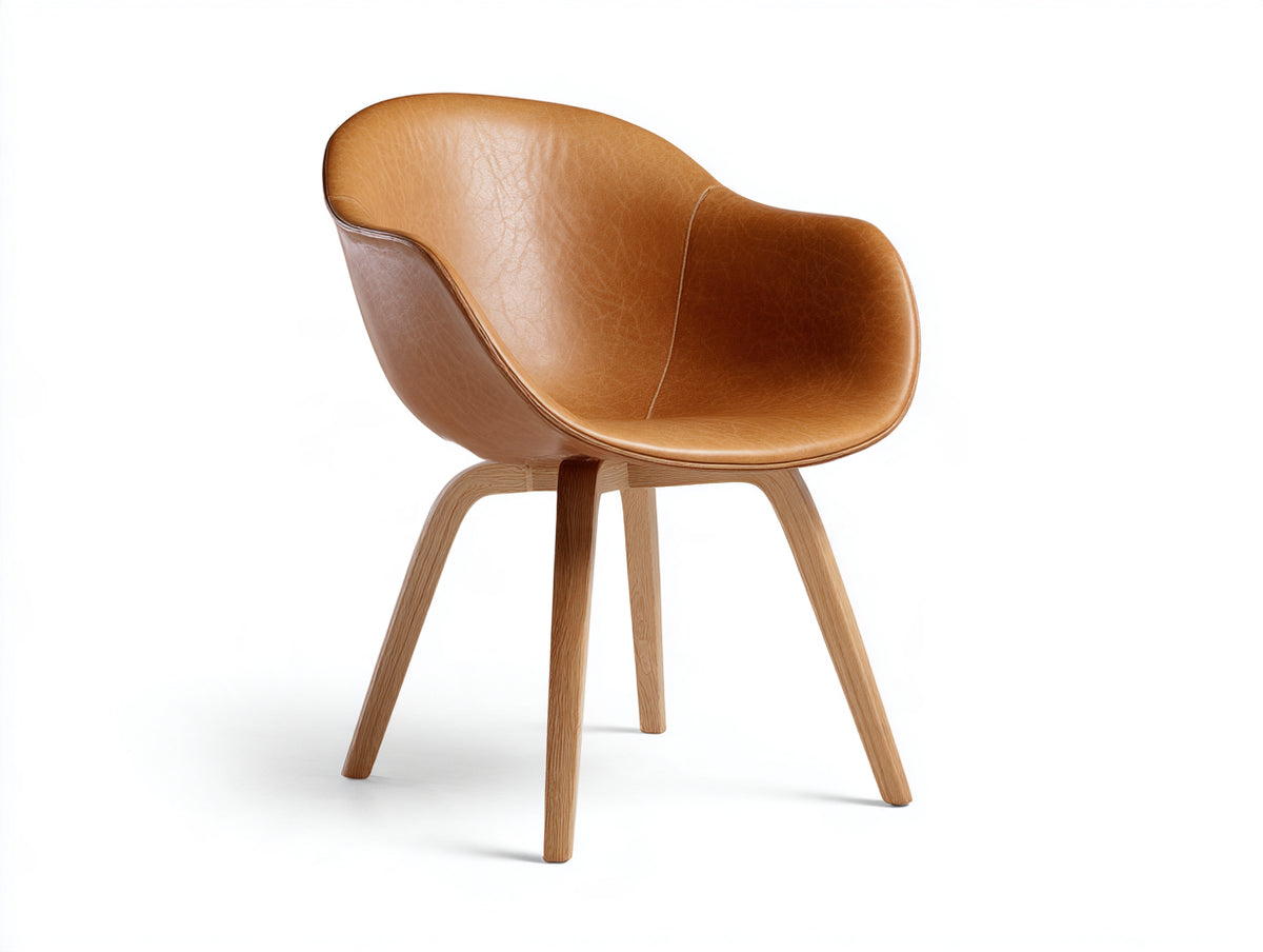 Esszimmerstuhl 60 x 58 x 82 cm - Cognacbraun - moderner Polsterstuhl in Lederoptik mit Holzgestell