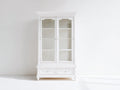 Vitrine Holz 100 x 45 x 190 cm - Weiß - 2 Glastüren mit 2 Schubladen